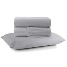 Jogo Cama Lençol Sonnet Solteiro Malha Lisa 100% Algodão Macio 3 Peças - Cinza