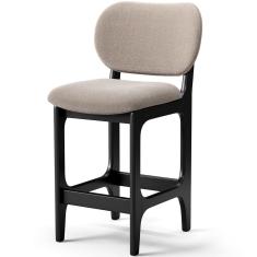 Banqueta Baixa Bar Cozinha e Sala De Jantar Fixa Betta L02 Preto Bouclê Bege - Lyam Decor