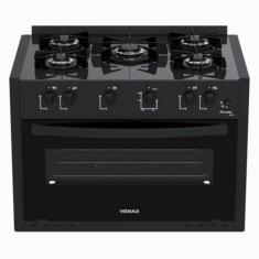 Fogao de Embutir 5 Bocas Venax Picasso Line Preto Fosco Gas Glp