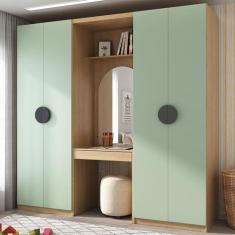 Guarda-Roupa Modulado Infantil 3 Peças 4 Portas com Espelho e LED Joy 