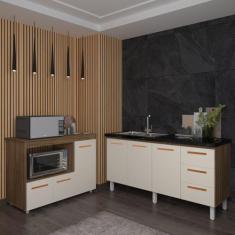Balcão Cozinha Armário Gabinete de Pia 150 cm Deise e Balcão Lilian Pa