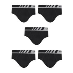 Kit Com 5 Cuecas Lupo Slip Microfibra 691-002, Preto, M