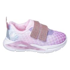 Tênis Infantil Mini Pé Com Led Mini Sereia Com Glitter Menina-Feminino