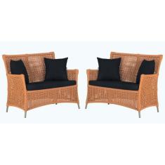 2 Sofás Área Externa Igapó Alumínio Pintura Fendi Corda Náutica Estofa