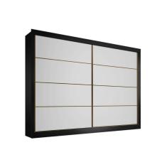 Guarda Roupa Casal Sevilha 2 Portas de Abrir 6 Gavetas MDF Branco-Preto Móveis Europa