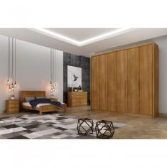 Guarda Roupa Casal Santoro 6 Portas de Bater 8 Gavetas 100% MDF Cumaru Móveis Novo Horizonte