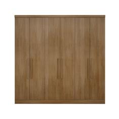 Guarda Roupa Casal Safira 6 Portas de Bater 6 Gavetas MDF Cumaru Clic Móveis