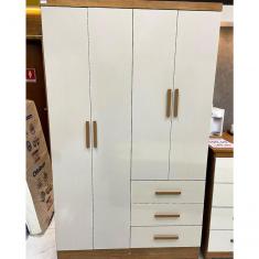 Guarda Roupa Solteiro Berlim-cumaru-fendi 4 Portas de Bater 3 Gavetas MDP cumaru-fendi Móveis Novo Horizonte