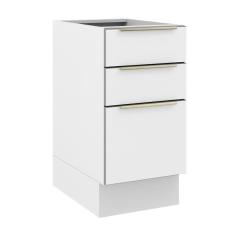Balcão Madesa Lux 40 cm 3 Gavetas (Sem Tampo) - Branco/Branco Veludo