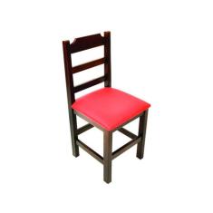 Cadeira Paulista De Madeira Com Estofado Vermelho Encosto Anatomico -