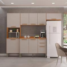 Cozinha Compacta 4 Peças 9 Portas 2 Gavetas Bella Cinamomo/Off White