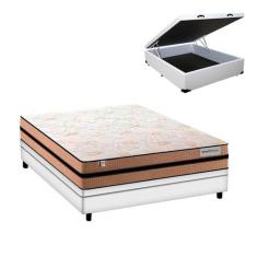 Cama Box Baú Casal e Colchão Smart Milano Molas Ensacadas - Plumatex