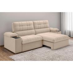 Sofá Stylus 2,10m Retrátil/Reclinável com Porta Copos e Cooler Suede C