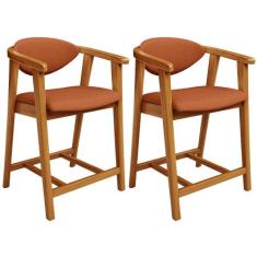 Kit 02 Banquetas Baixa Cozinha Sala de Jantar Bancada Cecília L02 Teci