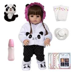 Boneca Reborn Abigail Pandinha Fofa Vários Itens Enxoval - Cegonha Reb