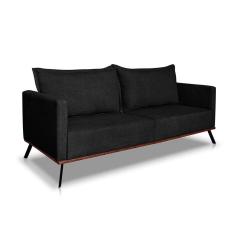 Sofá 3 Lugares Zeus Linho Bouclê Preto 200 cm