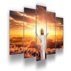 Quadro Decorativo Mosaico 5 Peças Mod341 Jesus Paraíso