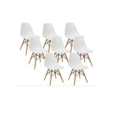 Kit 8 Cadeiras Charles Eames Eiffel Branca Base Madeira Sala Cozinha J