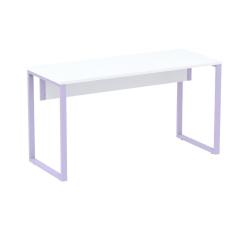 Mesa Escritório P25 TUB Pandin 150 cm (Larg) Tampo MDP Branco Pé Aço Tubular Lilás