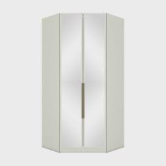 Guarda Roupa Canto Closet Modulado 2 Portas e 3 Gavetas com Espelho e Led Seletto Henn