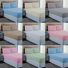 Roupa de Cama Solteiro com Elástico Fronha Ponto Palito 2 Peças 300 Fi