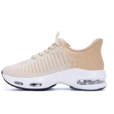 Tênis de caminhada feminino, sem cadarço, sem cadarço, fácil de colocar no ar, tênis feminino, Bege, 40