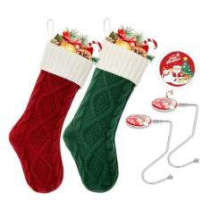 Ulico Meia de Natal, 18 Polegadas, Grande, 2 Unidades, Cabo, Malha, Meia de Natal para Crianças, Feriado E Família, Meia para Lareira, Decoração de Festa de Natal