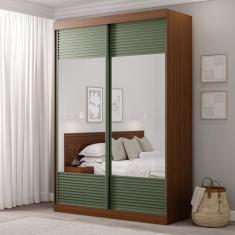 Guarda-Roupa Solteiro 2 Portas com Espelho Samambaia CabeCasa MadeiraO