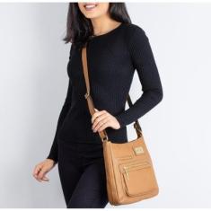 Bolsa tiracolo grande em couro liso Denise-Feminino