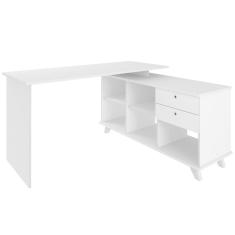Mesa Para Escritório Home Office Escrivaninha Gold A02 Branco 02 Gavetas - Lyam Decor