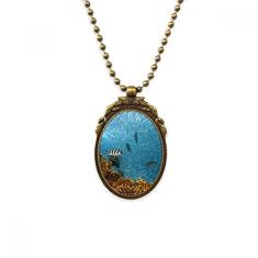 DIYthinker Colar vintage com pingente de contas vintage com imagem da natureza de coral de peixe oceano