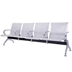 Cadeira Longarina Cromada 4 Lugares com Braço