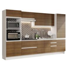 Cozinha Completa 100% Mdf Madesa Acordes 330005 com Armário e Balcão (sem Tampo e Pia) - Branco/rustic