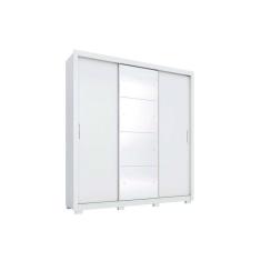 Guarda Roupa 3 Portas De Correr E 2 Gavetas C- Espelho E Pés Residence Branco - Demóbile