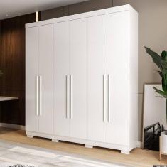 Guarda-roupa Casal 6 Portas Willow Espresso Móveis Branco