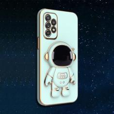 Capa de revestimento de suporte dobrável de astronauta para Samsung Galaxy S23 S22 Ultra S20 S21 FE Note 20 10 Plus A12 A13 A33 A52 A54 A53 5G Capa, verde, para S21 Plus