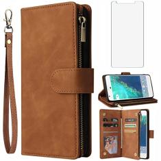 Asuwish Capa carteira compatível com Google Pixel XL, protetor de tela de vidro temperado e capa flip de couro, porta-cartões, acessórios celulares, capas para celular Pixle 1 XL One Pixel1 1XL 2016