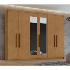 Guarda-roupa 6 Portas 5 Gavetas Áries com espelho Amêndoa Clean