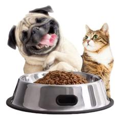 Comedouro Vasilha Tigela De Aço Inox Cães Pet Antiderrapante - Lebrave