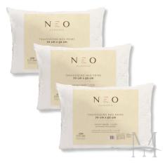 Kit 03 Travesseiros Neo Prime Ecopluma 100% Algodão 233 Fios - Camesa
