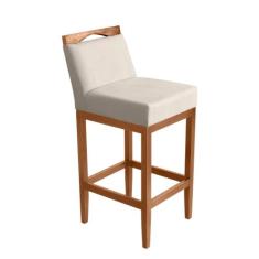 Banqueta Estofada Alta em Madeira Maciça com Encosto modelo Lyara - Ma