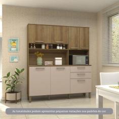 Cozinha Compacta 7 Portas E 2 Gavetas Com Tampo Luciane Móveis Carvalh