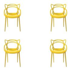 Kit 4 Cadeiras Decorativas Sala e Cozinha Feliti (PP) Amarela G56 - Gr