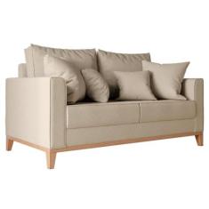 Sofá 2 Lugares Beny Base de Madeira Linho Rústico Bege - Mobly