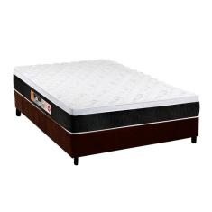 Cama Box Casal: Colchão Espuma Castor D45 Black E White + Base Crc Suede Brown(138X188)