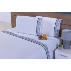 Jogo Lençol 4 Peças Cama Viúva Percal 200 Fios Com Leze
