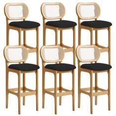 Kit 06 Banquetas Altas Para Cozinha Bancada Sala Tela Betta Fixa L02 S