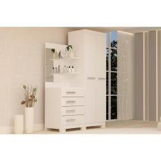 Guarda Roupa Solteiro Melissa 2 Portas de Bater 4 Gavetas MDF com Espelho Branco-Rosa-Azul-Lilás ACP Móveis