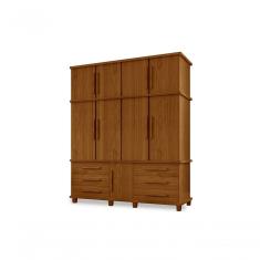 Guarda Roupa Solteiro Londres Triplex 4 Portas 6 Gavetas MDP-MDF carvalho