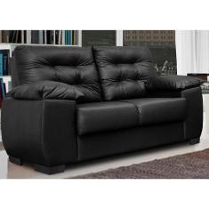 Sofá Luxemburgo 2 Lugares 1,52m Tecido Courino Preto